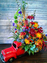 Vintage Truck Arrangement From The Flower Loft, your florist in Wilmington, IL